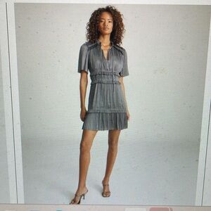 Reiss lydia dress with tie neck and ruffle skirt